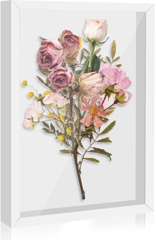 SUPRROW Cadre photo 3D à remplir - 20 x 29 cm - Avec vitre en verre - Cadre pour objets 3D A4 - Pour fleurs, photos, bricolage, artisanat, murs décoratifs, cadeaux de fête des mères