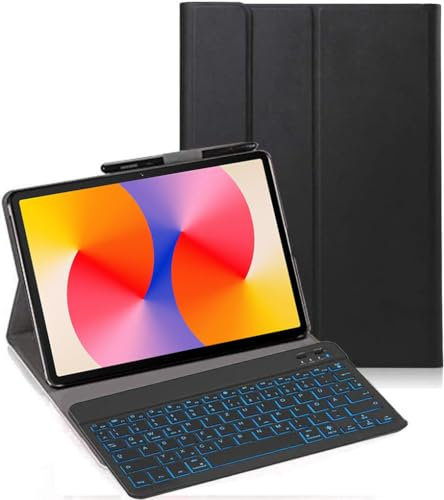 YHFZR Tastatur Hülle für Huawei MatePad SE 11'' 2024, [Deutsches QWERTZ] Ultraslim Hülle mit 7 Farben Beleuchtung Kabellose Tastatur mit Schützhülle für Huawei MatePad SE 11 Zoll Tablet 2024, Schwarz