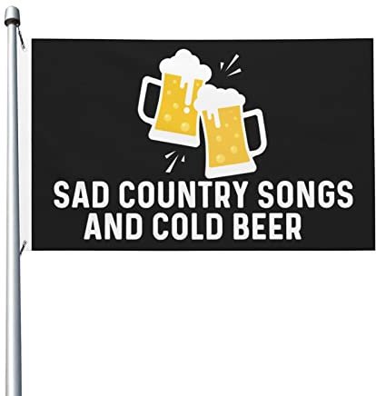 Flagge mit traurigen Country-Songs und kaltem Bier für Zimmerjungs, doppelseitige, personalisierte Flagge, Outdoor-Banner für Partys, 3 x 5 Fuß, Wandteppich mit traurigen Country-Songs und kaltem Bie