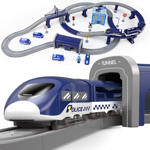 XIAPIA Electric Train Sets Toys for 3 Year Old Boys Girls, 92Pcs Train Track with Truck Car Accessories for 3 Year Old Boy Girl Gifts Presents For Christmas Xmas New Year