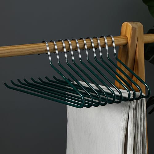 Hosenbügel,12er-Pack hosenbügel platzsparend,hosenbügel Metall, Kleiderbügel Hosen mit Offenen Enden und rutschfest Beschichtung, (1, Grün 12)