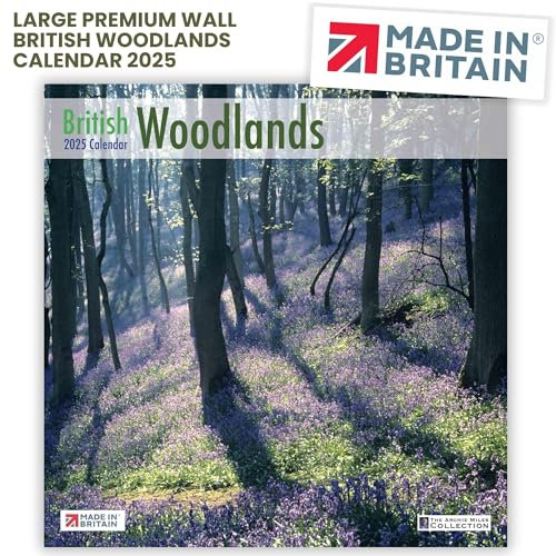 Calendar 2025 British Woodlands Premium Large Wall 2025 Calendar UK Holidays MADE IN BRITAIN® with Solar Energy on FSC® Paper Photos by ARCHIE MILES Supports Woodland Trust Tree Planting Great Gift