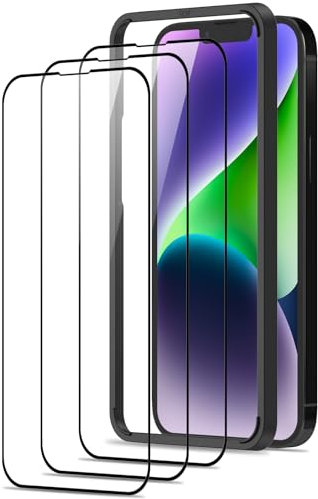 Beukei Panzer Schutz Glas für iPhone 14 Plus mit Installationsrahmen, 3 Stück Schutzfolie, Panzer schutzglas[HD Glas Displayschutz][9H Härte][Anti-Kratzen] Glass