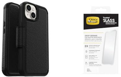 OtterBox Strada Apple iPhone 14 Shadow - Black with Premium Tempered Glass Protector