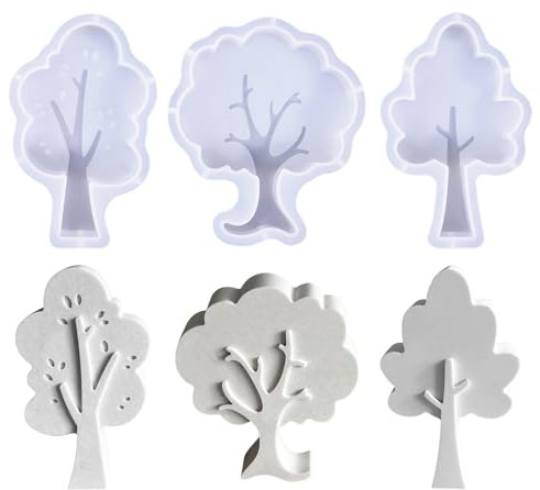 Yarteim Silikonform Baumförmige Gießform, 3 Stück, Baumförmig, Silikon, Gips, Kerzen, DIY, Hochwertig, Kreativ, Geschenk