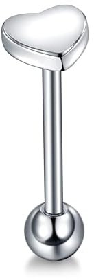 PULABO 1PC Acier Inoxydable en Forme de Coeur Langue Anneau haltère Langue Piercing Mignon Barre Goujons Labret Or Rose Bijoux de Corps élégant