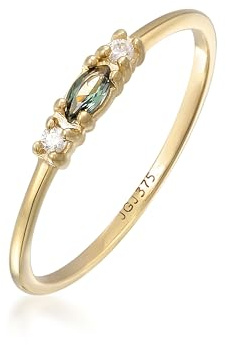 Elli PREMIUM Ring Gelbgold 375 Turmalin Grün Zirkonia Weiß Damen Schmuck | Geschenke für Frauen Mädchen Mama Freundin Fingerring Liebe