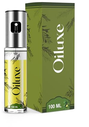 Oiluxe, Pulverizador Spray Aceite, para Cocina, de 100ml, Dispensador de Aceite de Oliva y Vinagre, Diseño Antigoteo, Recargable y Reutilizable, para Cocinar Saludable