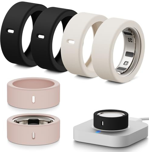 Hexasider [6 Stück] Smart Ring Protector für Oura Ring Gen 4/4 Ceramic/Gen 3/Ultrahuman Ring, Anti-Sturz Elastische Silikon Cover Schutzhülle Zubehör für Oura Ring (S für 4/5/6/7)