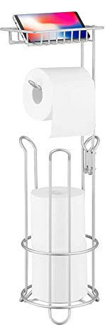 Generisch Moderner Toilettenpapierhalter mit Spender, stehend, Badezimmer-Aufbewahrungszubehör Küchenhalter Hängeleiste Ohne Bohren (Silver, One Size)