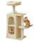 Feandrea Kratzbaum klein, Katzenbaum mit 2 Höhlen, Kratzstämme, für Mehrkatzenhaushalte, Kätzchen, sandbeige PCT005Y01