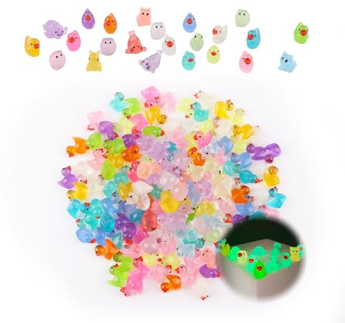 XIAQICA 150 Pezzi Paperelle Mini Luminoso Paperella, Mini Anatre In Resina, Anatre In Miniatura Colore per Giardino, Paesaggio, Casa Delle Bambole Ornamento Fai da Te