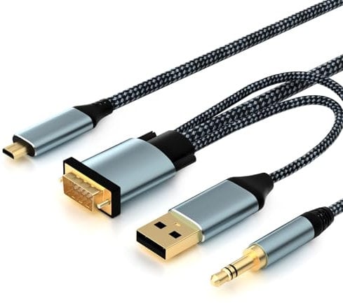 VGA to Micro HDMI Cable 6FT, Uni-Directional VGA to Micro HDMI(Male to Male)