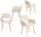 MEUBLE COSY Lot de 4 Chaises de Salle à Manger Scandinave Fauteuil Assise Rembourrée en Velours Côtelé Pieds en Métal pour Cuisine Salon Chambre Bureau, Beige Clair