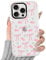 Yoedge Transparent Pink Bow Phone Case for iPhone 16 Pro Max 6.9 Inch, Ultrathin Soft TPU Silicone with Cherry Aesthetics Pattern Design,Shockproof Bumper Protector Matte Cover, for Girls and Women