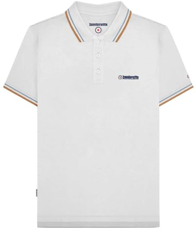 Lambretta Mens Twin Tipped Polo Shirt - White (Sky/Tobacco) - M