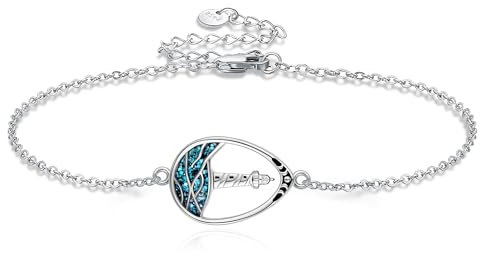 URONE Türkis Leuchtturm Armbänder Sterling Silber Welle Leuchtturm Link Armbänder Türkisschmuck für Frauen Mom