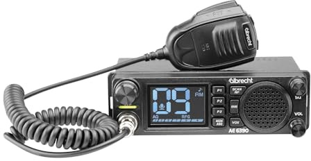 Albrecht AE 6390 CB-Funkgerät – 2,4 Display, VOX Freisprechfunktion, DIN-Einbau, 40 AM/FM Kanäle, 2W Frontlautsprecher, Kanalsuchlauf, RF Gain, inkl. Mikrofon & Zubehör, schwarz, 12639