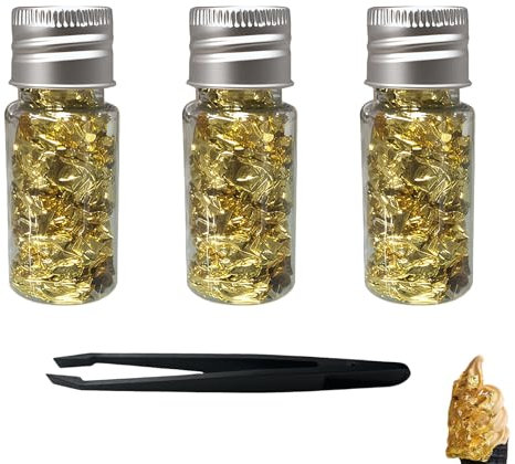 3 PCS Hojas Oro Copos Decorativos Multifuncionales, Papel Lámina Imitación Dorada Decoración Papel, Papel Lámina Oro, Arte Uñas, Artesanía Dorada, Creación Bricolaje