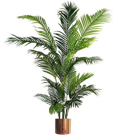Leaf Large Artificial Palm Tree With Metal Planters