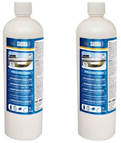Sadira | Limpia Cascos y Cubiertas 2x1 L Limpiador para Barcos | Elimina Manchas Amarillas de óxido y Grises | Blanquea Gelcoat al Instante