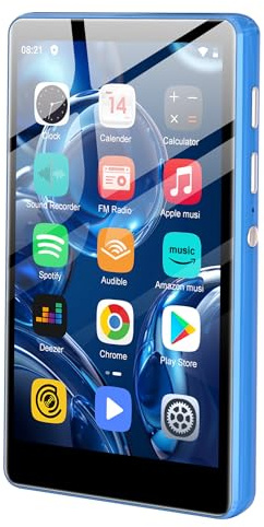 80GB MP3 Player with Bluetooth and WiFi-SWOFY 4 HD Full Touch Screen MP3 Player with Spotify, Amazon Music,YouTube,Libby,Android MP4 Music Player for Kids Blue