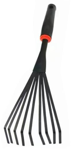Veemoon Kleiner Gartenrechen Handrechen aus Gummi und Eisen Leichter Laubrechen mit Griff für Hausgarten Camping und Outdoor Einsatz