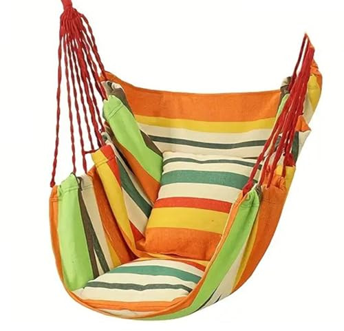 Sensory Swing with Cushion for Indoor/Outdoor Use - Perfect Hammock Chair for Living Room Bedroom Garden and Patio - Colorful Relaxation and Comfort