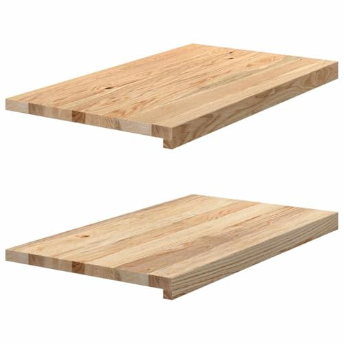 Mokuyary Alféizares de ventana 2 piezas sin tratar 70 x 40 x 2 cm, madera maciza, roble, alféizar de ventana decorativo, protección de alféizar de ventana resistente y resistente a la abrasión