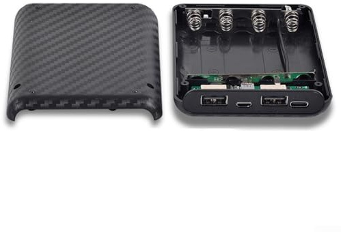 Boîtier de chargeur de batterie à 4 emplacements avec double sortie USB, coque de charge portable pour alimentation manuelle, boîtier amovible pour batteries plates de 3,7 V (piles non incluses), noir