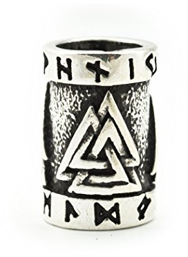 Battle-Merchant - Bartperle Valknut aus Silber (925)- Wikinger Perle Dreadlocks Innendurchmesser 7 mm