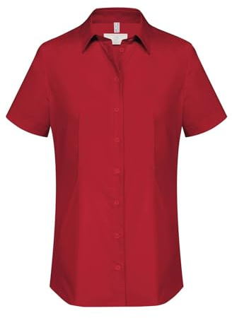 GREIFF Größe 50 Corporate Wear Basic Damen Bluse Halbarm Regular Fit Rot Modell 6516