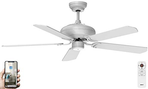 Fanelite - Brasseur d'air 152 cm blanc ALIZE - Moteur DC 38W - Télécommande - Wifi - Contrôles vocaux - 5 pales - Très silencieux