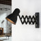Wandlampe Innen Metall Schwarz Büro Wohnzimmer H:24 cm E27 verstellbar Retro ausziehbare Wandleuchte Schlafzimmer HARMONY