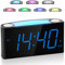 Digital Alarm Clock with 7”Large Display, Loud Desk Clock with 7 Colors Night Light, Snooze, 2 USB Charge Ports, Battery Backup, Kids Bedside Alarm Clock Mains Powered