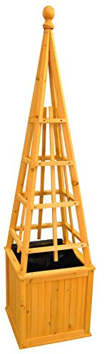 Selections Wooden Obelisk Planter with Liner, Outdoor, Natural