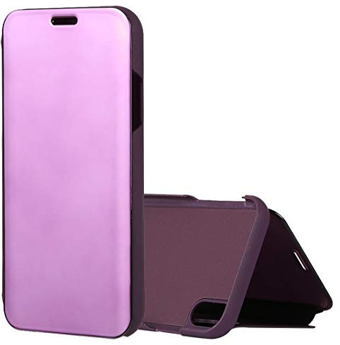 CHANYO CASE for iPhone XR Phone Cellphone Case Electroplating Mirror Horizontal Flip Leather Case for iPhone XR, with Holder(Black) (Color : Purple)