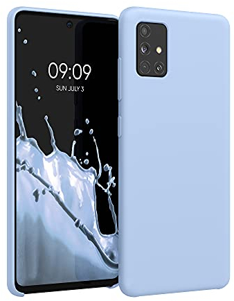 kwmobile Hülle kompatibel mit Samsung Galaxy A51 Hülle - Silikon Handy Case - Handyhülle weiche Oberfläche - kabelloses Laden - Hellblau matt