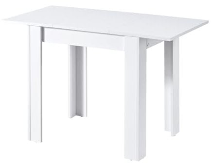 B&D home Esstisch LIVIUS, 80-120x60cm, ausziehbarer Esszimmertisch Küchentisch Holztisch für Küche, Esszimmer, modern Design, Weiß, 11218-60-WEIS