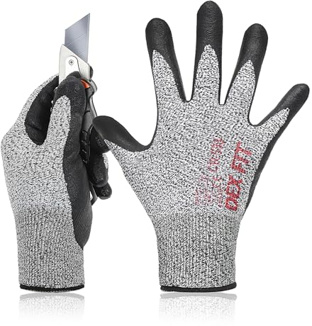 DEX FIT CR533 Guanti Resistenti al Taglio Livello A2, Comodo Fit 3D, Presa Salda, Smart Touch, In Schiuma di Nitrile, Sottili e Leggeri, Lavabili in Lavatrice, 1 Paio (XL, Cut 3 Grey cr533 1pr)