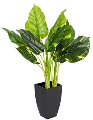 GreenBrokers Künstliche Pothos-Pflanze, fühlt Sich echt an, in schwarzem Topf, 75 cm
