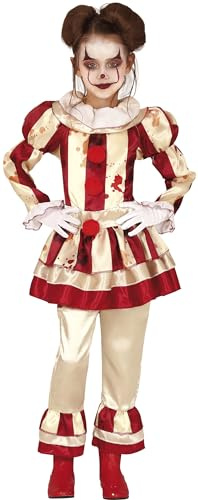 FIESTAS GUIRCA Disfraz payaso de terror rojo y blanco niña