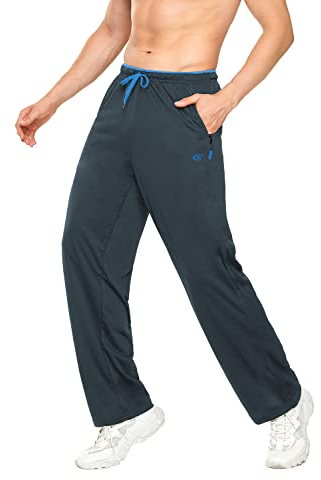 YuKaiChen Mens Athletic Open Bottom Pants Jogging Pants Mesh Mens Sweatpants with Pockets Grey XXL