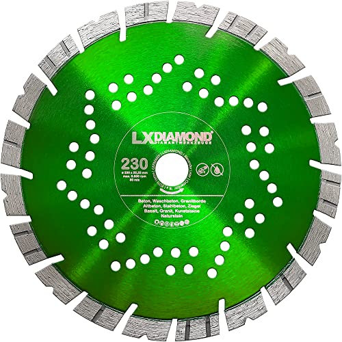 LXDIAMOND Diamant-Trennscheibe 230mm x 22,23mm - Segment 15mm - für Beton Stahlbeton Stein Granit Hartgestein Naturstein Diamantscheibe für Winkelschleifer 230 mm - in Premium Qualität