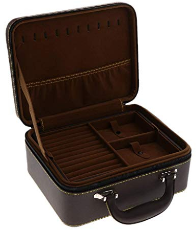 Tubayia PU-Leder Schmuckkasten Schmuckschatulle Reise Schmuckbox Schmuck Organizer (Braun)