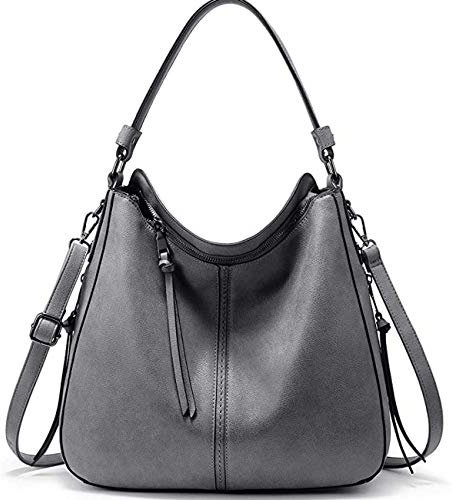 Asge Hobo Taschen Damen Rucksack Groß Handtasche Vintage Frauen Canvas Multifunktionale Umhängentasche Große Kapazität Reisetasche Casual Schultasche für Alltag Büro Schule Ausflug (Grau) (Grau)