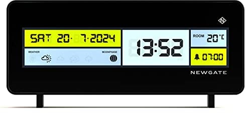 NEWGATE® Futurama LCD-Wecker – Digitalwecker – LCD-Display – 12/24-Stunden-Anzeige – Schwarz.