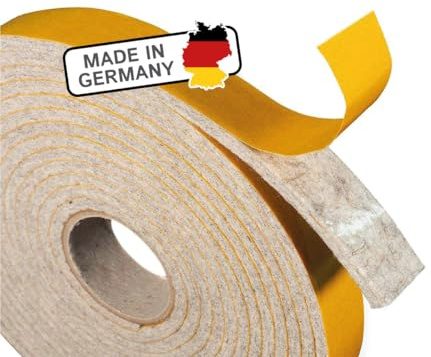 The Felt Store Filzband selbstklebend 20 mm breit, 4 mm dick, 4 m lang, grau - vielseitiger Filzstreifen, Klebefilz Ideal als Dichtungsband für Fenster und Türen oder als Klapperschutz