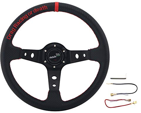 Hpory - Volante sportivo da corsa, 33 cm, per Rally Drift Race universale, in poliuretano al carbonio, antiscivolo, per il gaming
