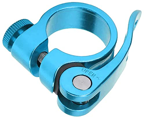 Keenso Aluminiumlegierung Fahrrad Schnellspanner Sattelklemme 28,6mm Fahrrad Sattelstützenklemme Sattelrohrklemme Radfahren Zubehör für 25,4mm / 1in Sattelrohr(Blau) Fahrrad und Ersatzteile
